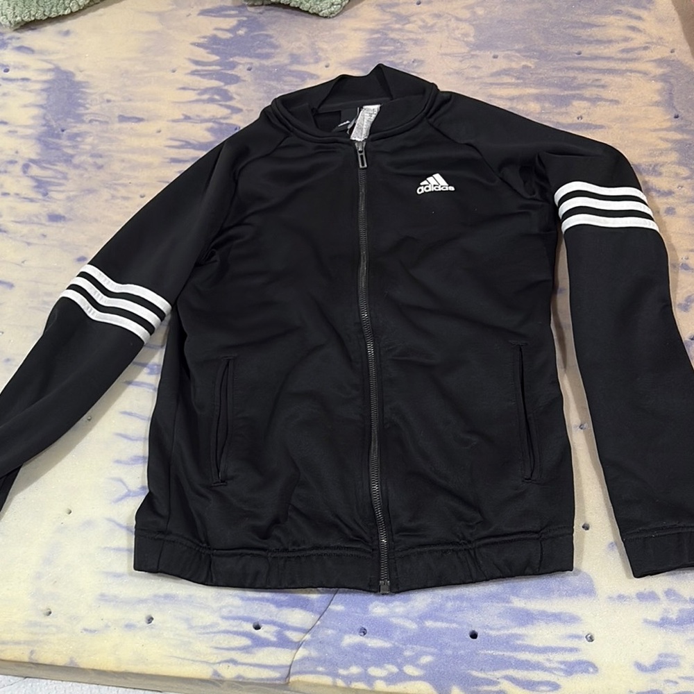 Adidas Black and White Zip-Up Jacket